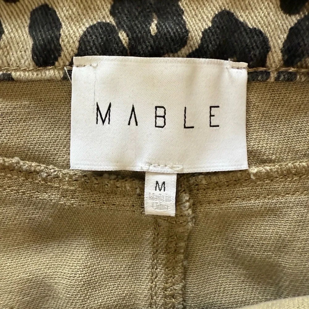 Mable Leopard‎ Print Button Closure Front Slit Asymmetrical Midi Skirt Medium
